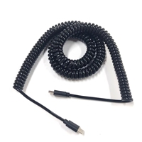 Cable de Extensión Retráctil en Espiral USB Tipo C Macho a Macho con Revestimiento de Goma para Uso Industrial