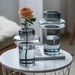 Nordic Fashion Grey <b>Glass</b> <b>Vase</b> Modern Soft Installation Hydroponic Floral Set Living Room Table Decoration Crystal <b>Glass</b> <b>Vase</b> - Product Image 1