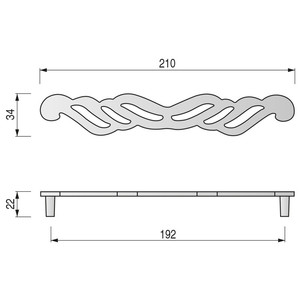 Poignée Moustache en zamak, 192 mm. Choisissez la finition. Finition chromée. - Product Image 2