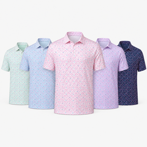 Custom <b>Pink</b> Leaf Print Golf Polo <b>Shirt</b> <b>Mens</b> Performance Moisture Wicking Quick Dry Lightweight Breathable OEM ODM Private Label - Product Image 2