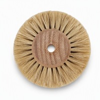 Brosse rotative en poils de porc naturels 70 mm, moyeu en bois 18 mm, longueur des poils 18 mm, pour polissage, fixation sur trou central