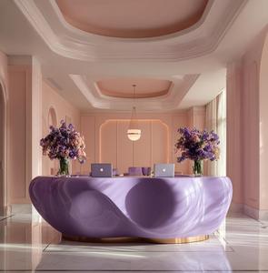 Tùy chỉnh sợi thủy tinh phía trước Bàn nướng sơn tròn cạnh công ty tiếp nhận thiết kế hiện đại mở rộng Thẩm mỹ viện thu ngân truy cập - Product Image 4