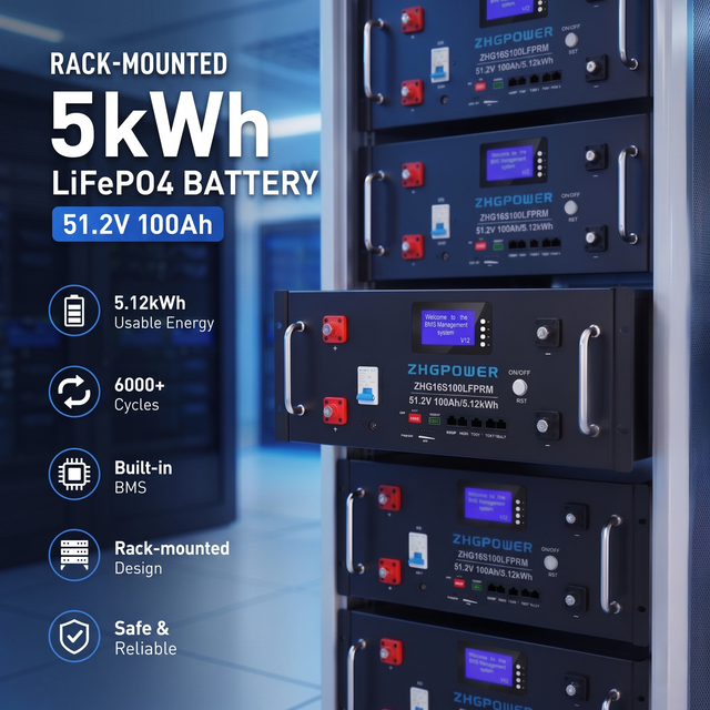 51.2V 100Ah Rack Mount Lithium Battery Smart BMS for Edge Computing AI GPU Server Data Center 19 Inch Cabinet Power ESS