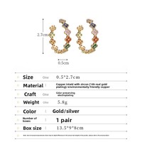 Anting Wanita Model Bunga C Berhiaskan Zirkon Warna-warni Mikro-inlaid, Anting Hoop Fashion
