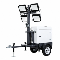 Tour d'éclairage solaire LED sur remorque, mât de 24 pieds, tout temps, déploiement rapide, alimentation CC, lumière blanche