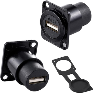 Conector acoplador de paso a través <span class=keywords><strong>USB</strong></span>, módulo tipo <span class=keywords><strong>D</strong></span> negro, con tapa de polvo - Product Image 1
