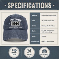 Gorra de Béisbol Deportiva Vintage Personalizada con Efecto Desgastado, Bordado de Logotipo 3D, Estilo Dad Hat en Mezclilla Azul, Visera Curva Ajustable de 6 Paneles