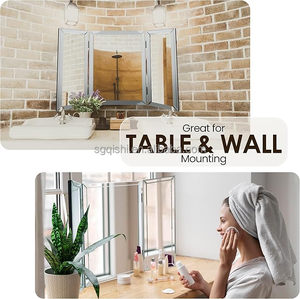 Tùy chỉnh hiện đại bạc kính phòng tắm Vanity sang trọng vát ba chiều gấp hình chữ nhật treo tường gương trifold chính tả Miroir - Product Image 6