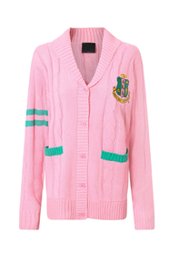 Suéter Cardigan Personalizado OEM ODM para Mujer, Color Rosa, Cuello en V, Bordado, Estilo Pullover - Product Image 4