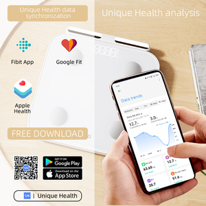 Unico analizzatore di grasso corporeo scala materiale di vetro LCD BMi per la composizione corporea batteria di misura Max 180kg per i viaggi - Product Image 2