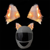 Haute qualité créatif mignon court en peluche moto vélo casque éclairer chat oreille décoration accessoires partie