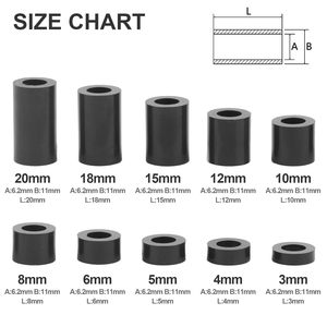 Nylon ABS Round Electrical Outlet Spacers Non-Threaded <strong>for</strong> M6 <strong>Screws</strong> Black with Cutting Service - Product Image 4