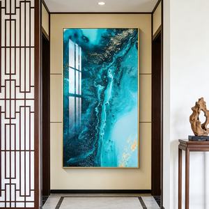 Pintura de Porcelana de Cristal Personalizada de Alta Calidad, Arte de Pared LED, Decoración de Pared en Oferta, Diseño Abstracto de Olas, Decoración del Hogar - Product Image 4