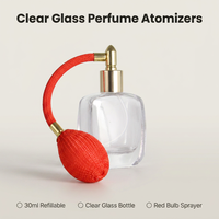Atomiseur de parfum rechargeable de luxe 30 ml, flacon en verre transparent avec bulbe rouge et tuyau flexible, fabriqué en Chine, modèle ASP301515
