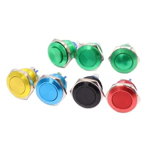 19mm Metal Button Switch Waterproof Oxidation Self Reset Momentary Buttons with Screw Foot Flat/High Round 1NO 1NC