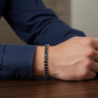 Bracelets Tennis Plaqué Or Noir pour Femmes et Hommes, 1 Rangée de Zircons Cubiques 4mm, Effet Glacé 5A CZ, Fermoir Boîte, Classique, Anniversaire, Tendance