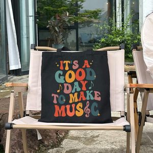 Bolsa de tela con diseño de notas musicales divertidas, ligera, de gran tamaño, regalo de cumpleaños para profesores y amigos, diseño de trabajo, es un <span class=keywords><strong>buen</strong></span> día, 35*40cm - Product Image 2