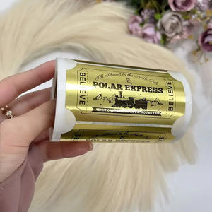 クリスマスのポーラーエクスプレスパーティー用、ホリデーパーティー、クラスのご褒美に最適な、売れ筋の金箔の粘着式デコレーションステッカー - Product Image 4