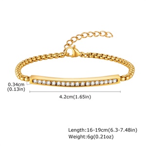Retro Gold Plated High-end Curved Rhinestone Jewelry Zircon Chain <b>Bracelet</b> for <b>Couple</b> - Product Image 3