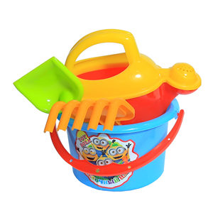 Kids Beach Bucket Set with Watering Can Shovel and Rake Plastic Sand Play <b>Toy</b> in Mesh Bag - Product Image 1