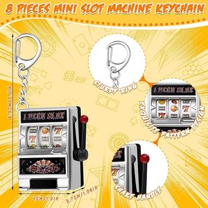Express Shipping Mini Slot Machine Keychain Wholesale Las Vegas Souvenirs Working Handle Casino Keychain Lucky Jackpot Charm - Product Image 2