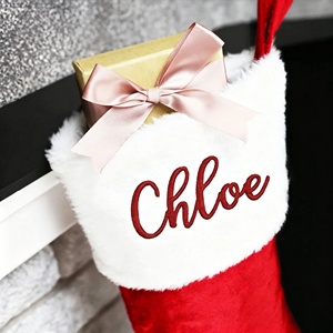 <span class=keywords><strong>Chaussettes</strong></span> de Noël en velours personnalisées avec nom, jouet en peluche doux, poupée en peluche vide, cadeau de Noël pour les plus de 14 ans, vente en gros - Product Image 2