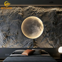 Applique Murale LED Moderne en Forme de Lune, Dimmable, Ronde, en Acrylique et Fer, 50cm, à Fixation Murale pour Chambre et Salon
