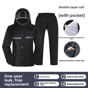 Grandpa Ra Universal Adult Full-Body Raincoat &amp; Rain Pants Set Reflective Rainproof Double-Layer 23 Silk <strong>PVC</strong> Model 048 - Product Image 5