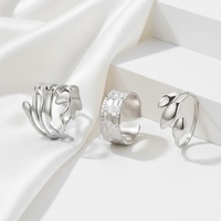 Europäisch-Amerikanisches Breites Geometrisches Ringset Einzigartiges Nischendesign Edelstahl 18K Gold Plattiert Offener Ring Unisex Verstellbare Ringe