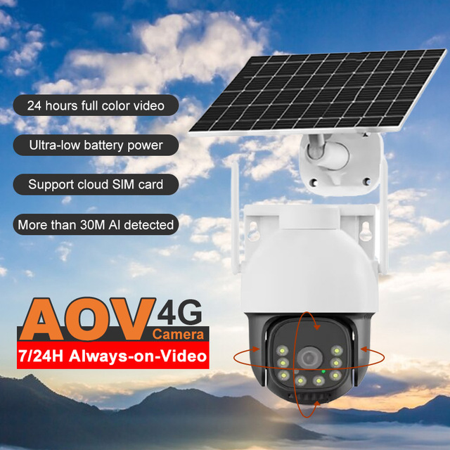 PIX-LINK 4G Solar Security Camera System 4G Wireless LTE Cctv Solar Camera 2-Way Audio Built-in Battery 1 Lens AOV Solar Camera