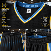 Conjunto de Uniforme de Baloncesto Personalizado con Sublimación en Malla Transpirable de 180GSM, Diseño Elite Varsity con Rayas, Equipación de Entrenamiento Pro-Am