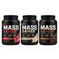 VitaHall Mass Gainer Poudre hypercalorique et hyperprotéinée 50g de protéines 1260 calories 254g de glucides 3 saveurs pour la prise de poids