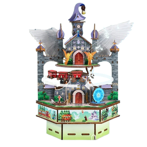 Nouvel Arrivage Transfrontalier : Boîte à Musique en Bois Faite à la Main Château de Glace Ville des Rêves, Ensemble de Blocs de Construction Éducatifs à Assembler Soi-même, Cadeau d'Anniversaire - Product Image 1