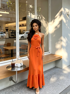 <span class=keywords><strong>Vestido</strong></span> de satén elegante y sexy con tirantes florales y cinturón, estilo cola de pez, para verano 2026, venta al por mayor transfronteriza para boutiques. - Product Image 6