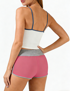 Paquete de 3 Shorts Deportivos de Cintura Alta para Mujer, Talla Estándar, con Ribete en Contraste, Elásticos, para Entrenamiento y Uso Casual - Product Image 2