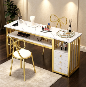 Mesa <span class=keywords><strong>de</strong></span> Manicura <span class=keywords><strong>de</strong></span> Lujo Modelo 2026, con Superficie <span class=keywords><strong>de</strong></span> Mármol Blanco, para Salón <span class=keywords><strong>de</strong></span> Belleza y Maquillaje - Product Image 1
