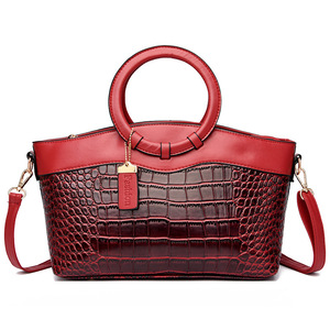 Ring <b>Top</b> Handle Satchel Shoulder Bag PU Leather Embossed Tote Hand Bag Pattern Handbag for Women - Product Image 3