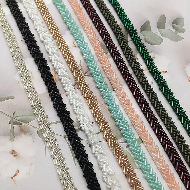 2023 Chất Lượng Cao Lưới Mắt Ren Handmade Đính Cườm Ren Trim Thời Trang Hàng May Mặc Phụ Kiện Rhinestone Ribbon Trim Cho Quần Áo