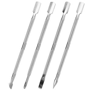 Empujador de Cutículas Profesional Reutilizable de Doble Punta de Acero Inoxidable, Herramienta de Cuidado Duradera con Superficie Antideslizante - Product Image 1
