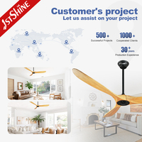 Ventilador de Techo Inteligente 1stshine de 60 Pulgadas con Control por Voz a través de Aplicación Wifi, Aspas de Madera Sólida, Motor DC Inteligente con Control Remoto
