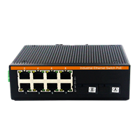 Commutateur Ethernet industriel Gigabit à fibre optique 2 ports SC 8 ports RJ45 20 km Monomode Monofibre DC12-57V Rail DIN