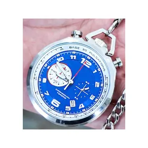 Custom Stainless Steel Case Calendar Stopwatch Miyota Movement Men's Sport Quartz Pocket Watch