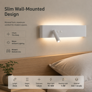 Applique murale moderne en acrylique LED avec spot de lecture réglable, lumière blanc chaud pour chambre à coucher, chevet, hôtel - Product Image 2