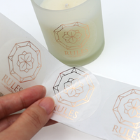 Vente en gros d'étiquettes transparentes d'estampage de feuille d'or étanche avec logo personnalisé étiquette d'emballage en rouleau pour bougie