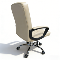 Chaise de bureau moderne de haute qualité en Chine, sur roulettes, en cuir, chaise de patron de bureau, chaise de PDG, crème blanche, haute