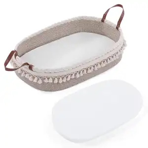 Wholesale Seagrass Baby Toy <strong>Basket</strong> Gift Toys <strong>Moses</strong> Set Straw Cotton <strong>Baskets</strong> <strong>Grey</strong> Storage Changing Pad Change Rope - Product Image 3