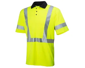 T-Shirt da lavoro con Polo riflettente a maniche corte ad alta visibilità da uomo giallo fluorescente di buona qualità