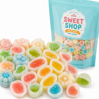 Bonbons de cire JINGYI formes variées 450g, sachet refermable, multicolores, assortiment de mini bonbons fruités moelleux fourrés à la liqueur