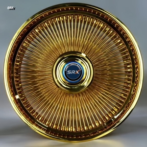 Rines Personalizados SRX con Diseño Multirradio Cromado Dorado Estilo Dayton 5x127 5x120 5x114.3 6x135 de 20, 22, 24 y 26 Pulgadas para Cadillac - Product Image 2