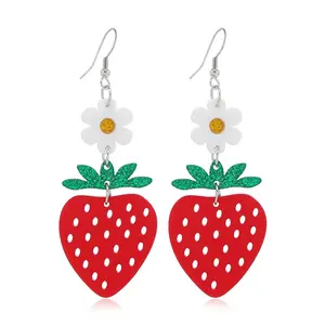 Girls Fruit Shape Strawberry Stud Resin Earring Wholesale Girls Cute Earrings Fruit Cherry Cute Resin Acrylic Women Accessories